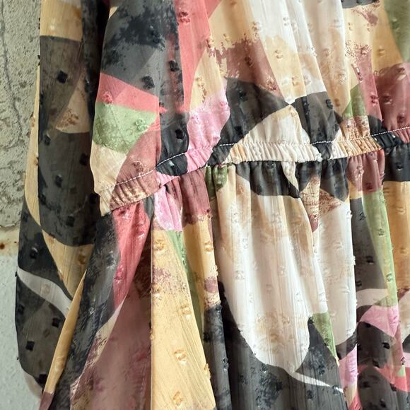 Torrid‎ Dress Mini Clip Dot Front Keyhole Geometric Print 2X Size 2 Long Sleeve - Picture 5 of 7